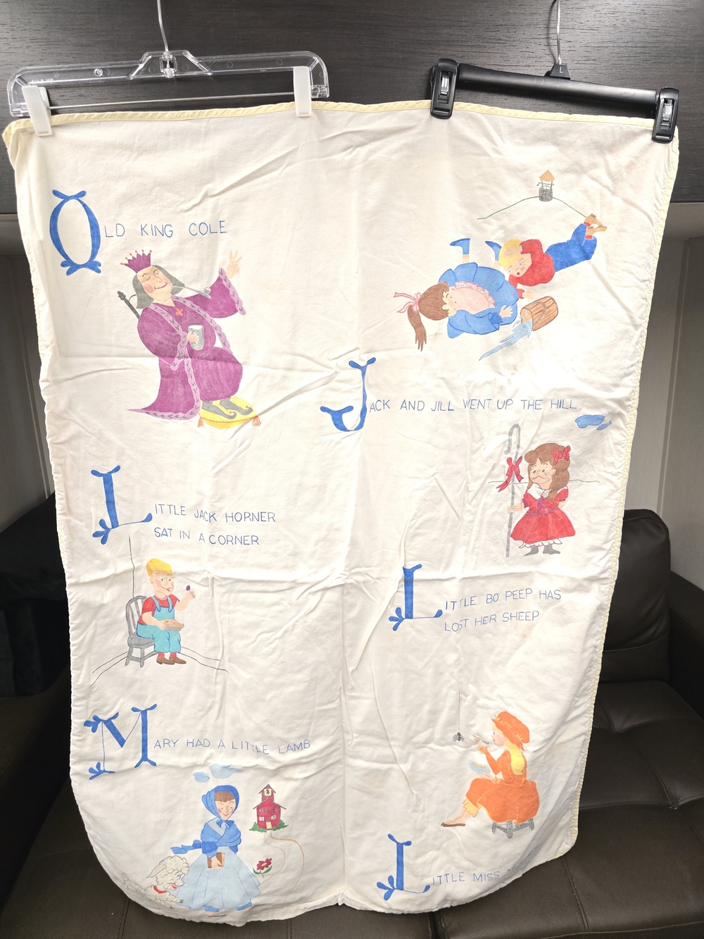 Vintage Nursery Rhyme Blanket Storybook Illustrations, Size